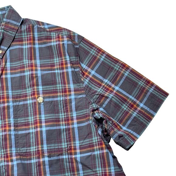 Duluth Trading Co. Button Down Plaid Short Sleeve Relaxed Fit Blue Shirt Mens XL - Picture 3 of 8